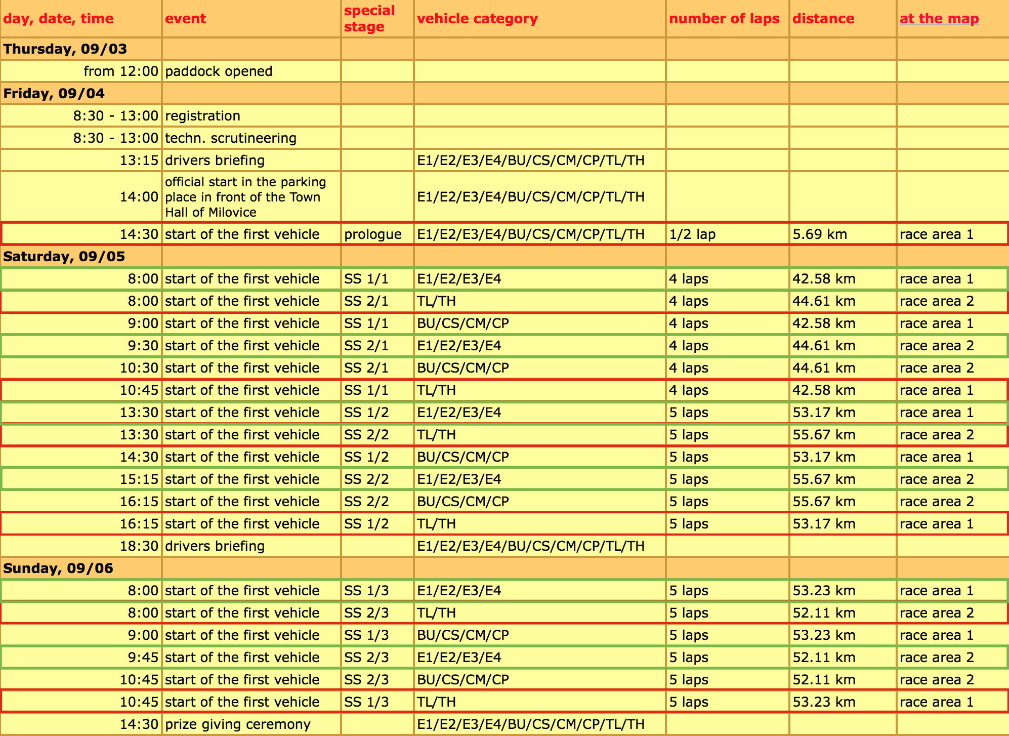 Timetable - Baja Bohemia 2015